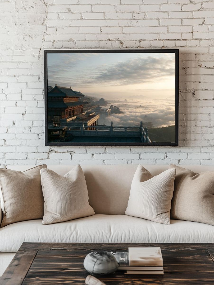 Temple Above the Clouds Photography Poster. room preview
