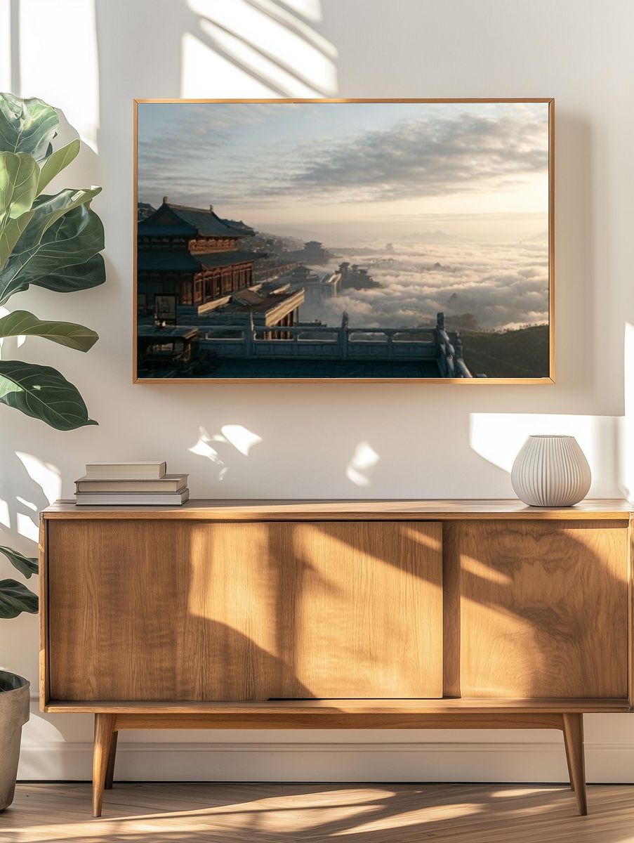 Temple Above the Clouds Photography Poster. — room view 3