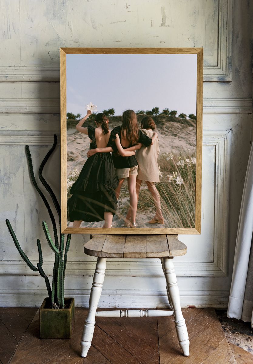 Three Women on Dunes Photography Poster. room preview