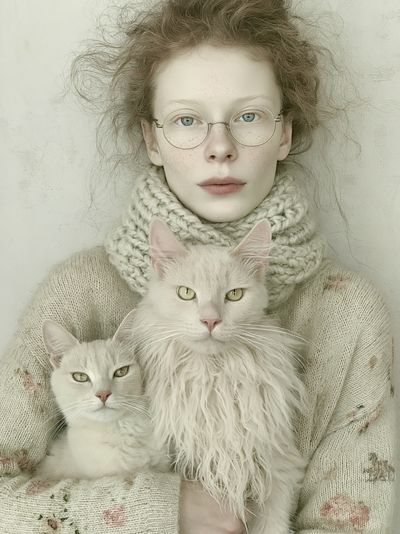 Girl with Cats Photography Poster.