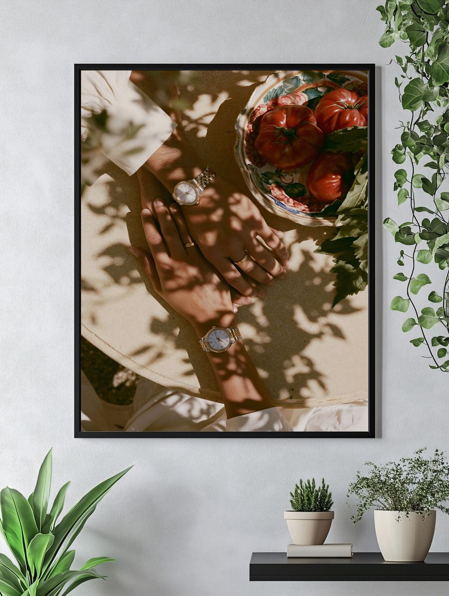 Sunlit Hands and Tomatoes Photography Poster. — room view 4
