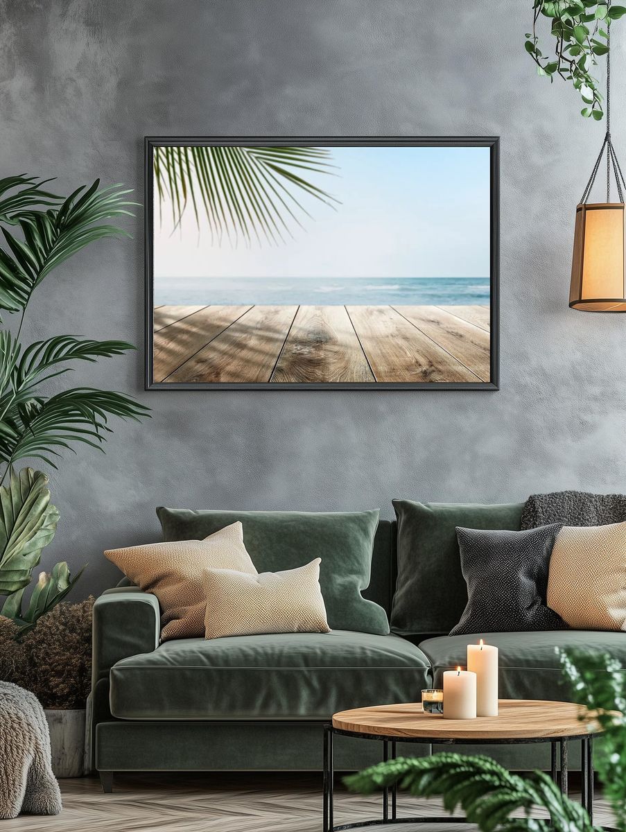 Beach product backdrop wooden counter. — room view 4