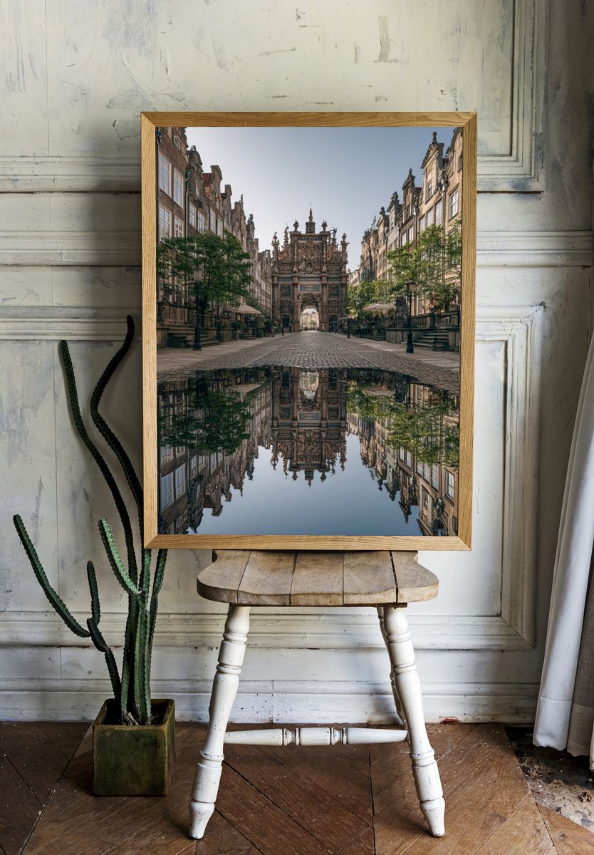 Historic European Street Reflection Poster. room preview