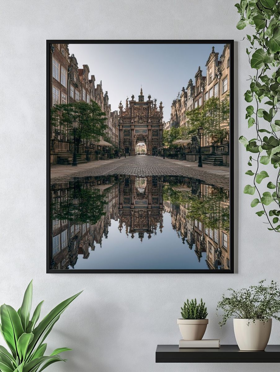 Historic European Street Reflection Poster. — room view 4