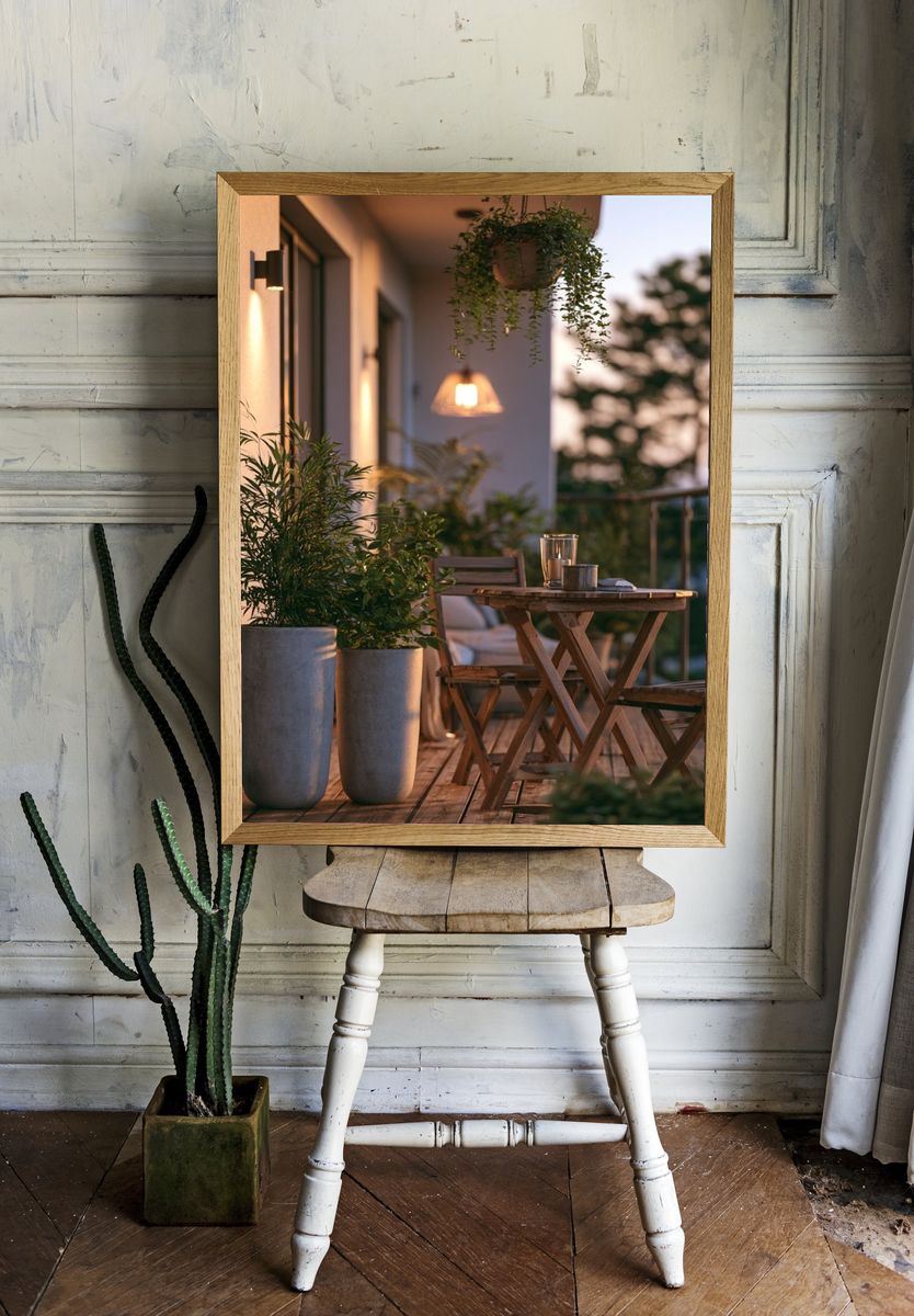 Sunlit Balcony Terrace Photography Poster. room preview