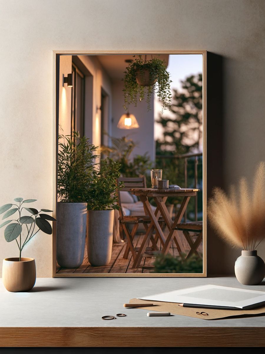 Sunlit Balcony Terrace Photography Poster. — room view 2