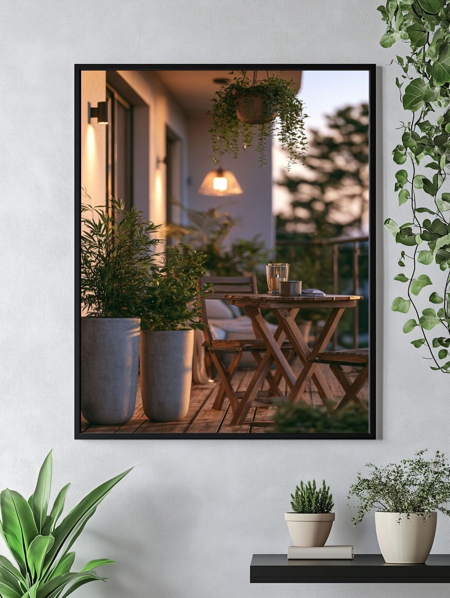 Sunlit Balcony Terrace Photography Poster. — room view 4