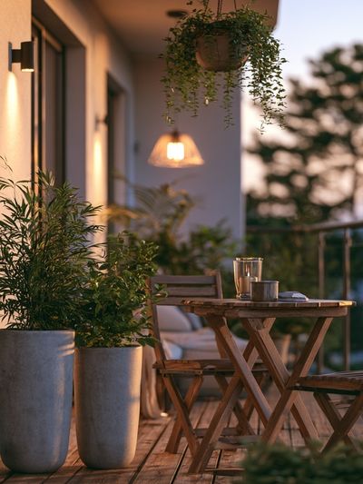 Sunlit Balcony Terrace Photography Poster. poster