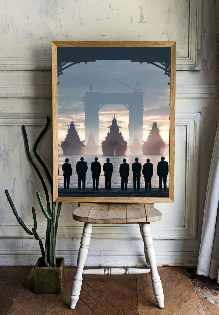 Warships at Dawn Photography Poster. — room view 1
