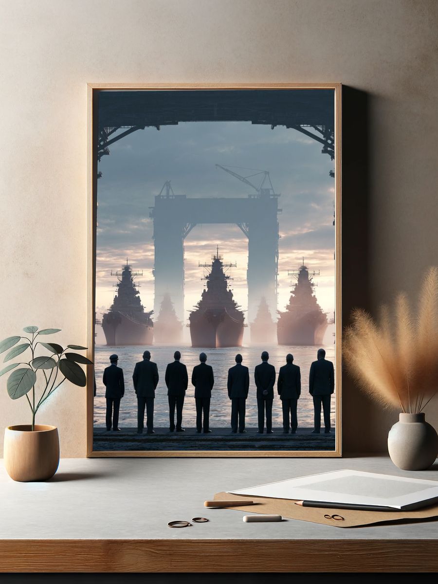 Warships at Dawn Photography Poster. — room view 2