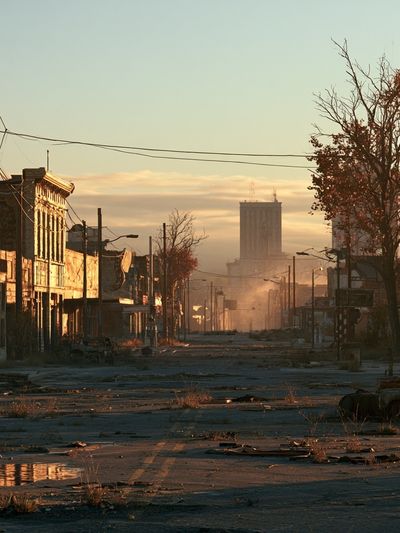 Abandoned City Street Photography Poster.
