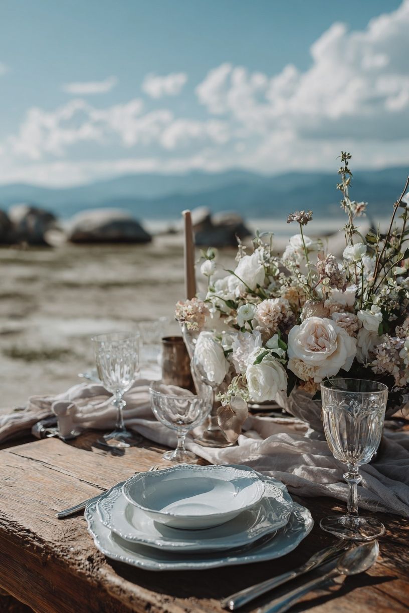 Coastal Table Setting Photography Poster. poster detail
