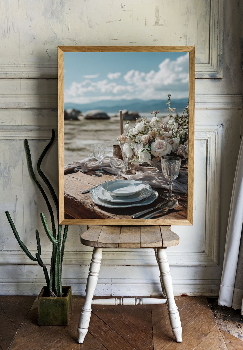 Coastal Table Setting Photography Poster. — room view 1