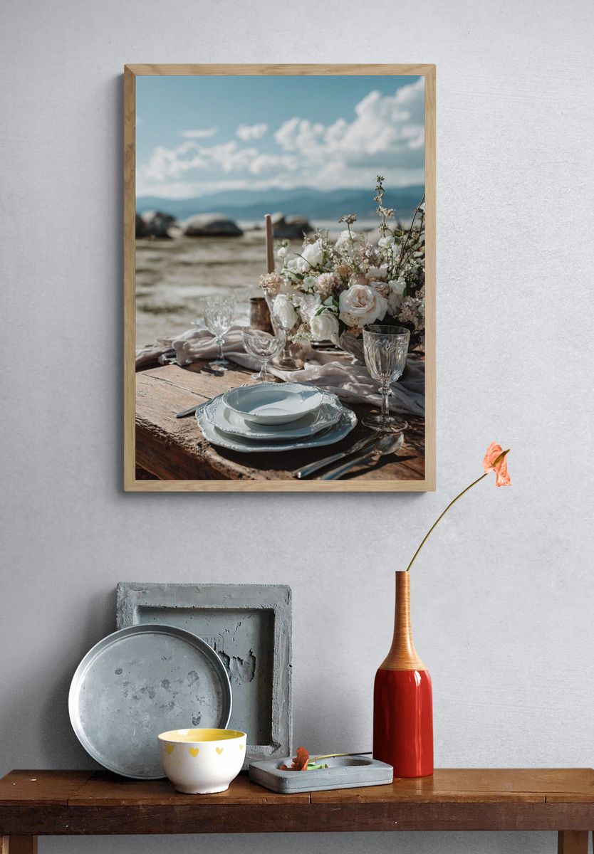 Coastal Table Setting Photography Poster. — room view 3