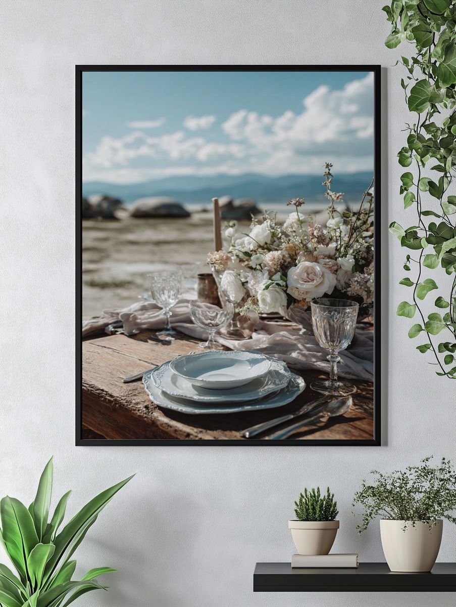 Coastal Table Setting Photography Poster. — room view 4