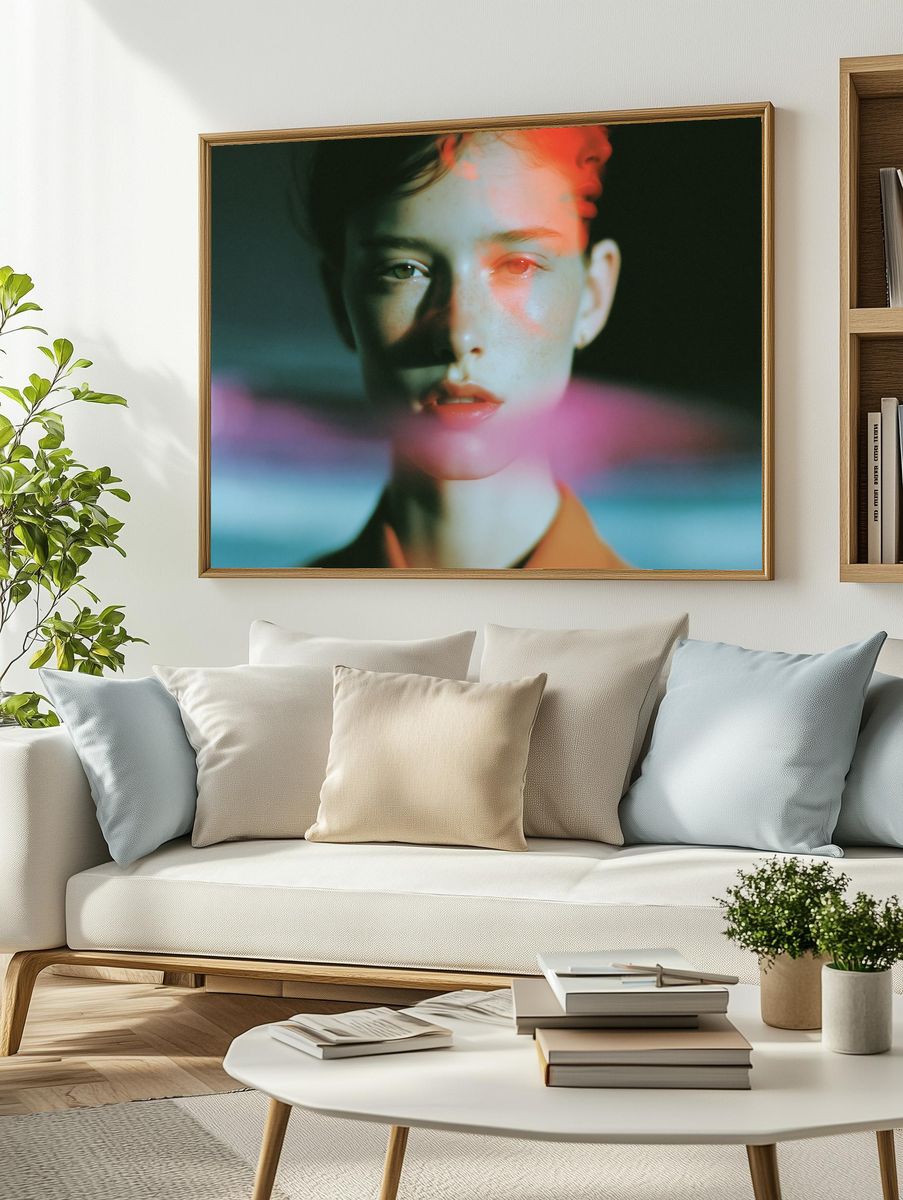 Dreamy Neon Portrait Poster. — room view 2