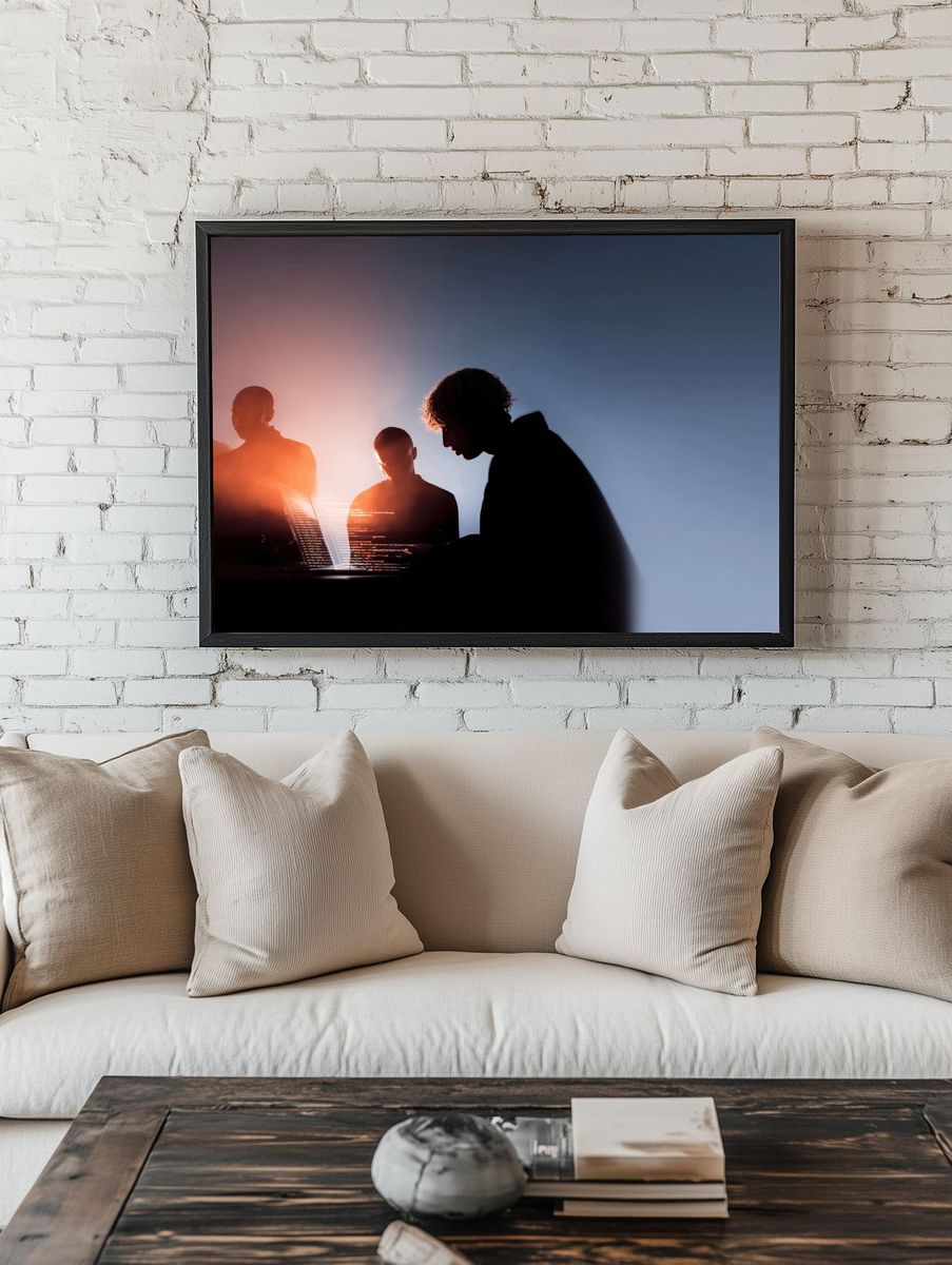 Silhouetted Teamwork Photography Poster. — room view 1