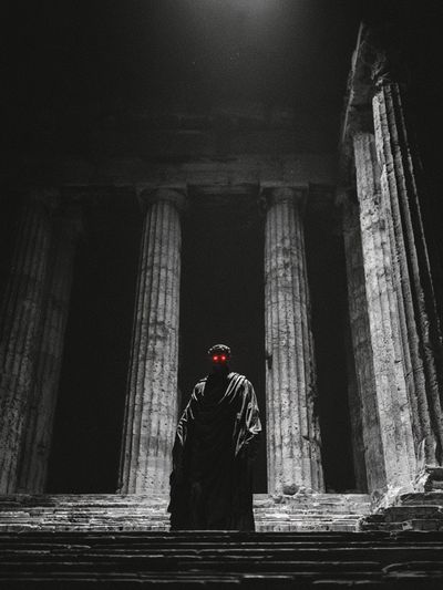 Dark Temple Figure Photography Poster.