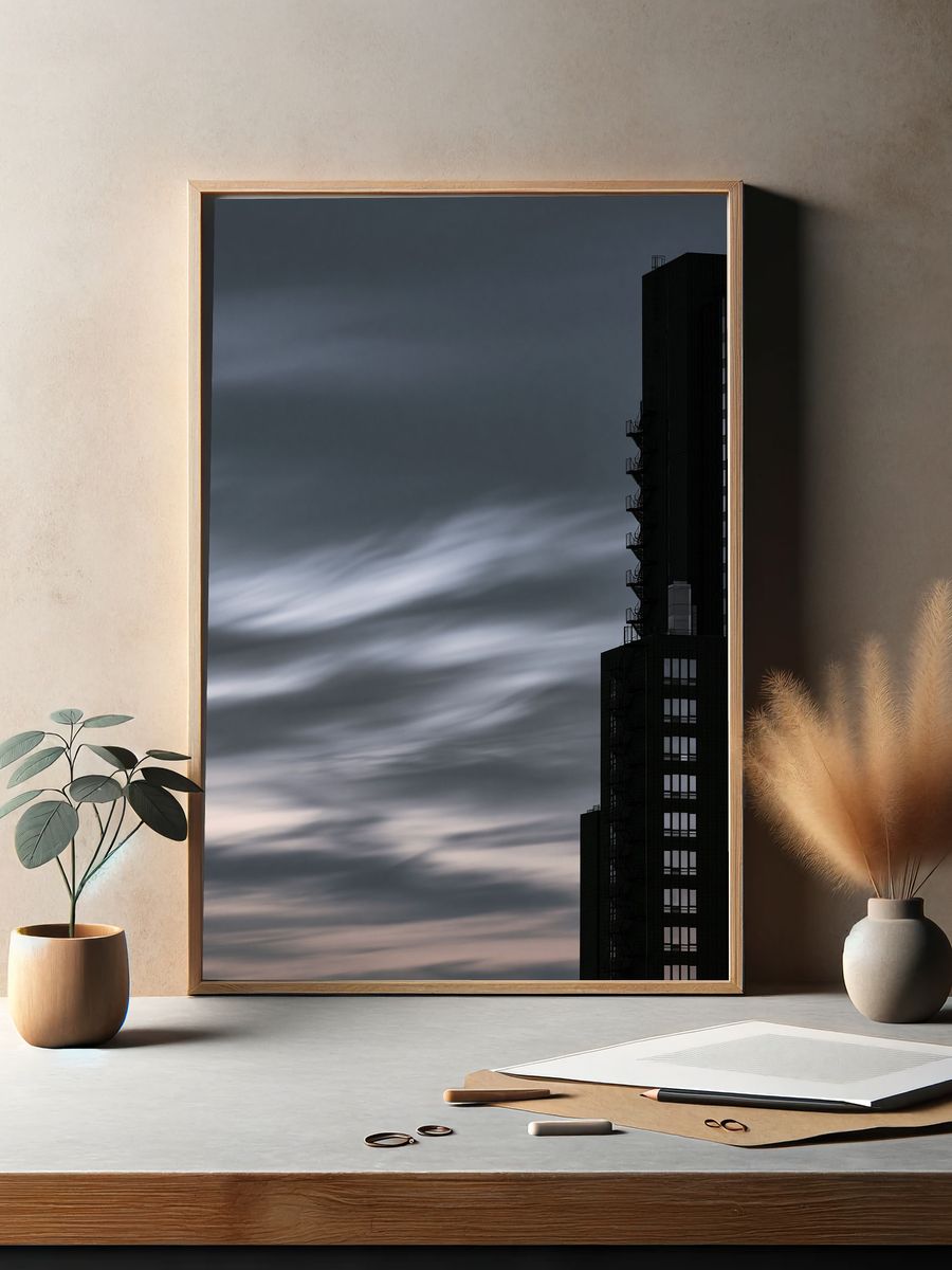 Moody City Tower Photography Poster. — room view 2