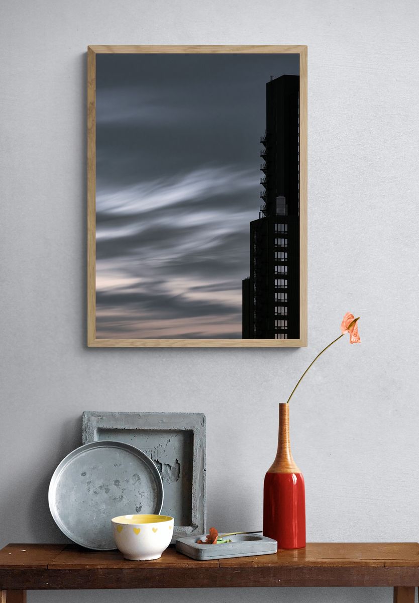 Moody City Tower Photography Poster. — room view 3