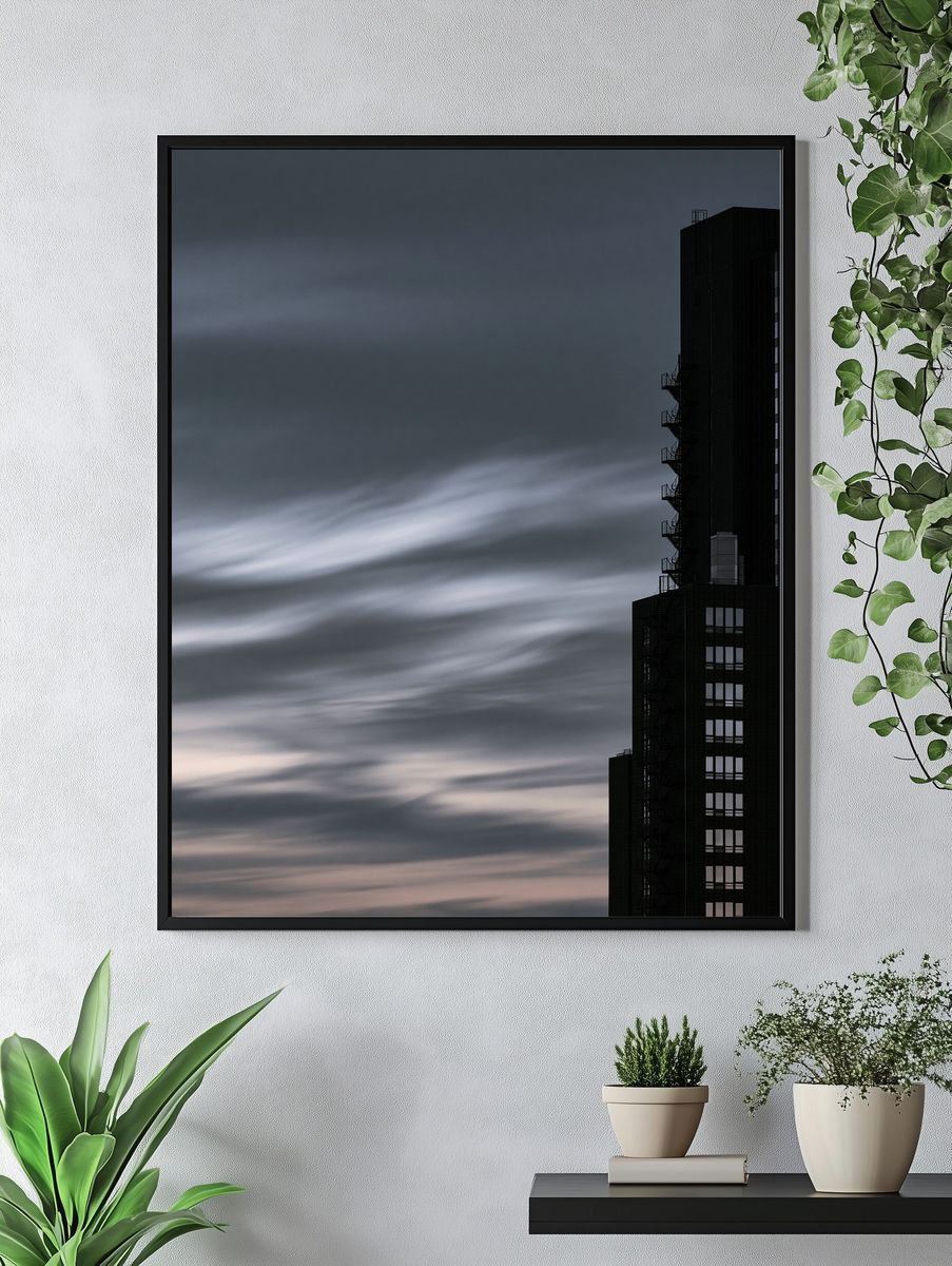 Moody City Tower Photography Poster. — room view 4