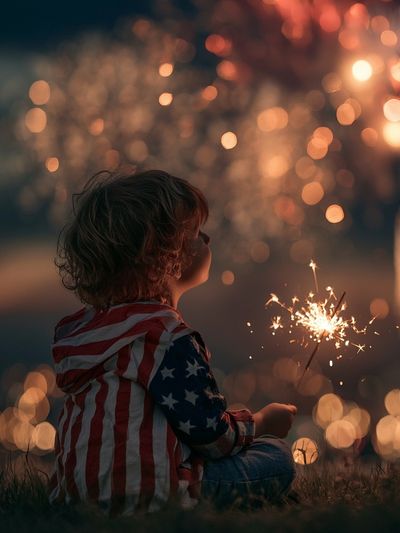 Child with Sparkler Photography Poster.