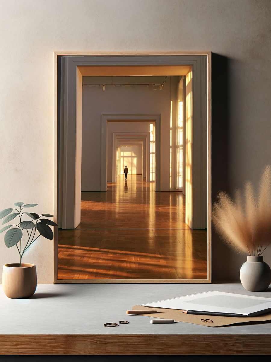 Sunlit Gallery Corridor Photography Poster. — room view 2