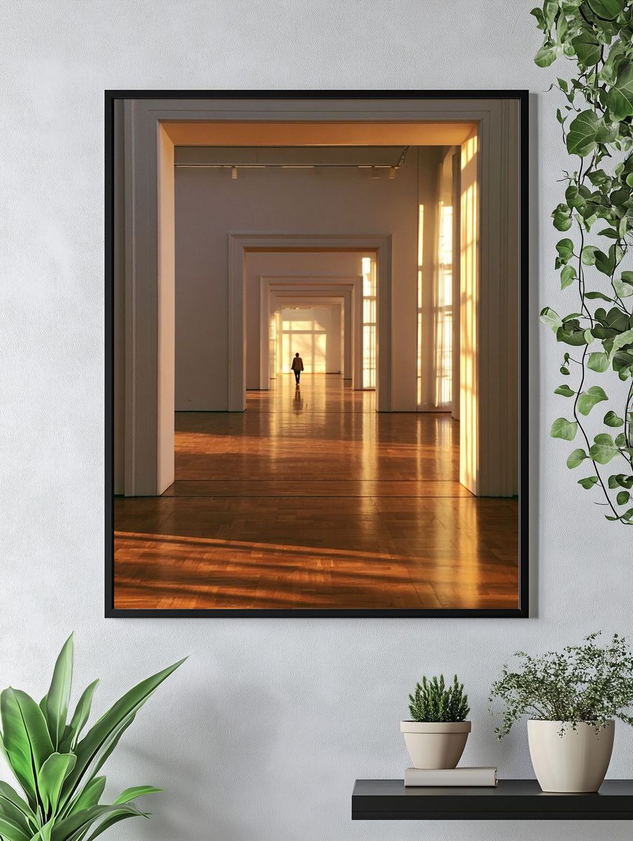 Sunlit Gallery Corridor Photography Poster. — room view 4