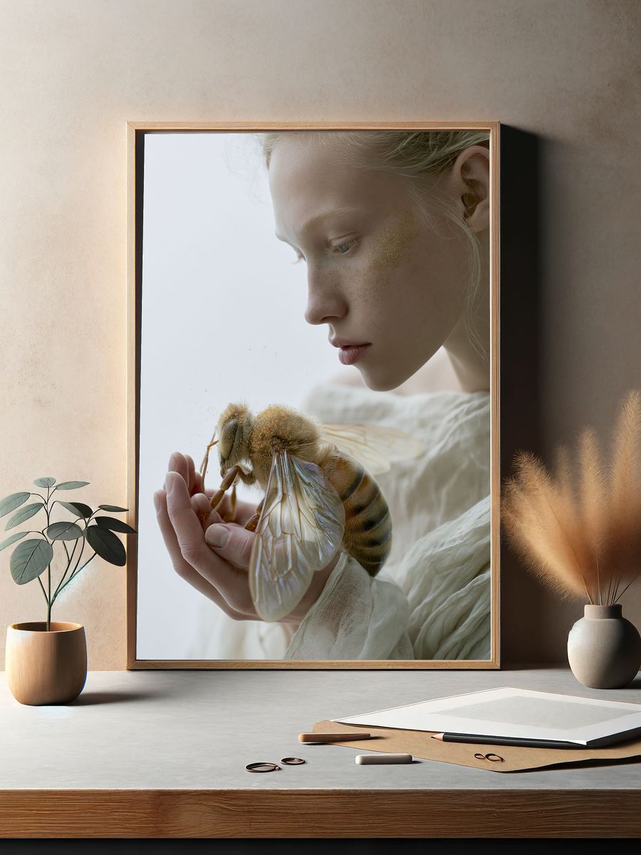 Dreamy Bee Portrait Photography Poster. — room view 2