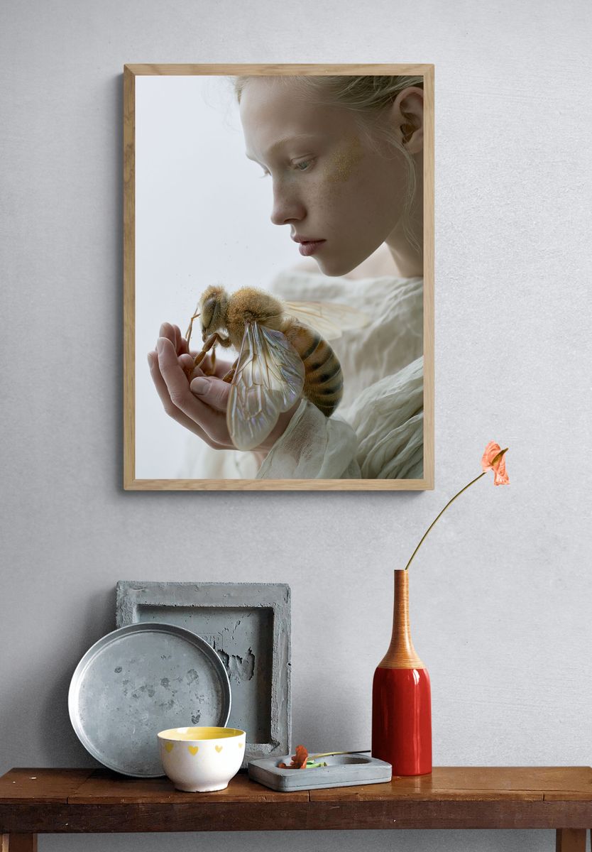 Dreamy Bee Portrait Photography Poster. — room view 3