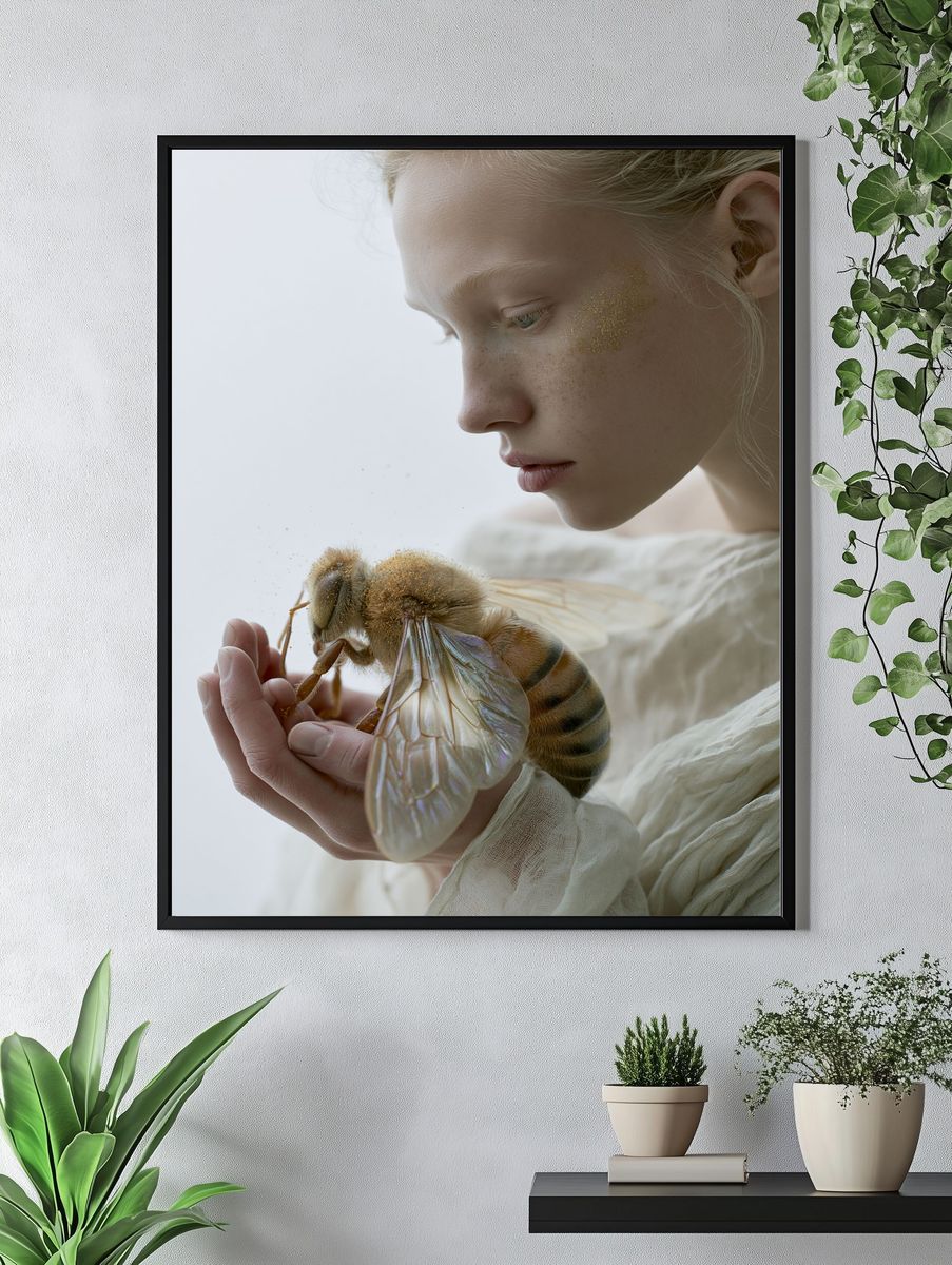 Dreamy Bee Portrait Photography Poster. — room view 4