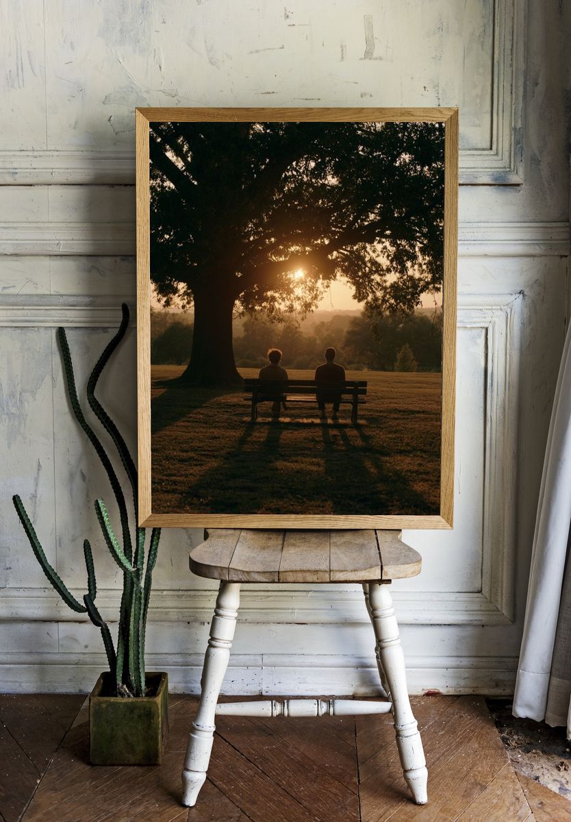 Sunset Park Bench Photography Poster. room preview