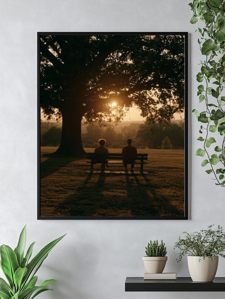 Sunset Park Bench Photography Poster. — room view 4
