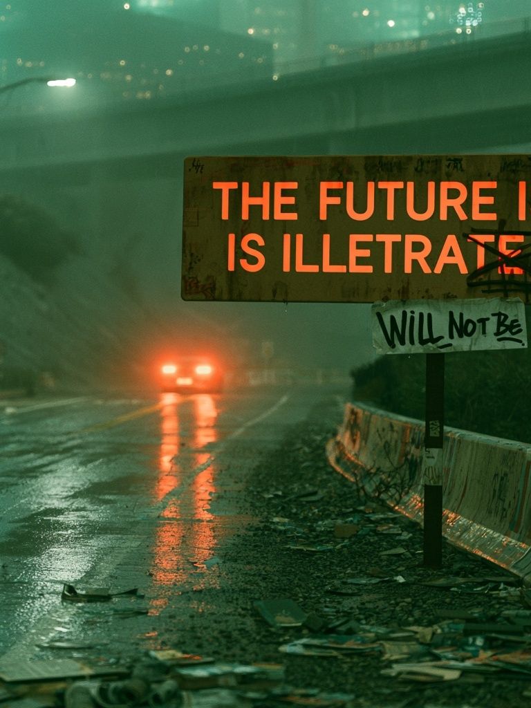 The Future Is Illiterate Street Art Print. poster detail