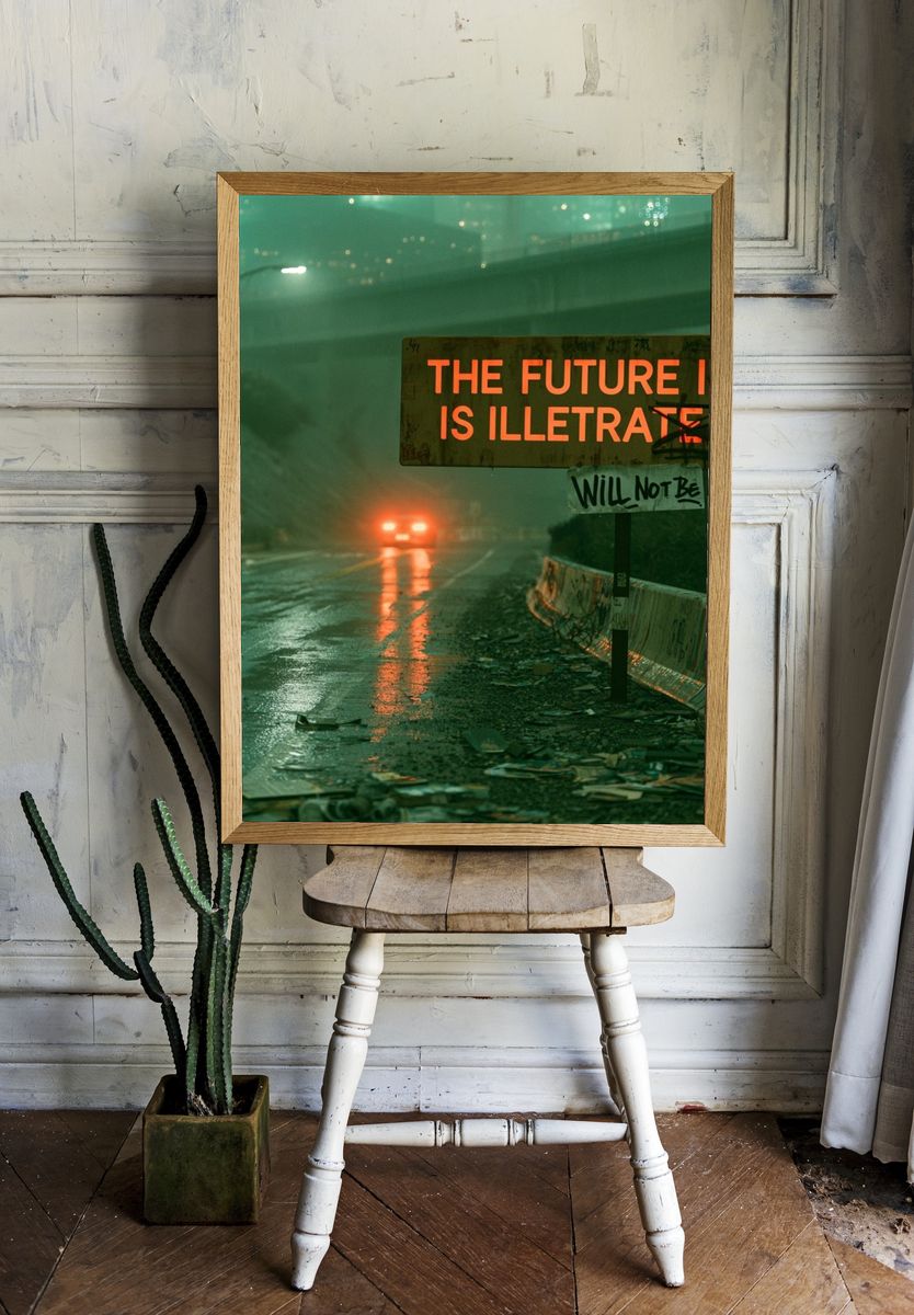 The Future Is Illiterate Street Art Print. — room view 1