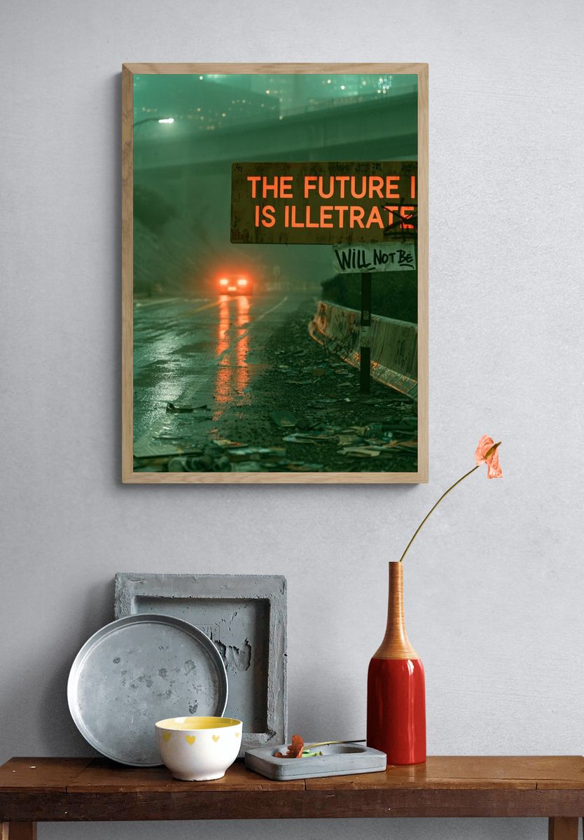 The Future Is Illiterate Street Art Print. — room view 3