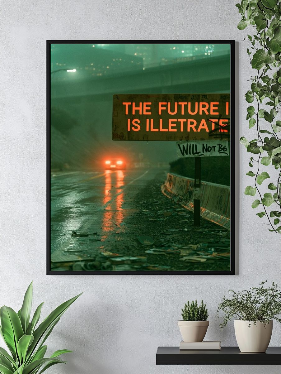 The Future Is Illiterate Street Art Print. — room view 4