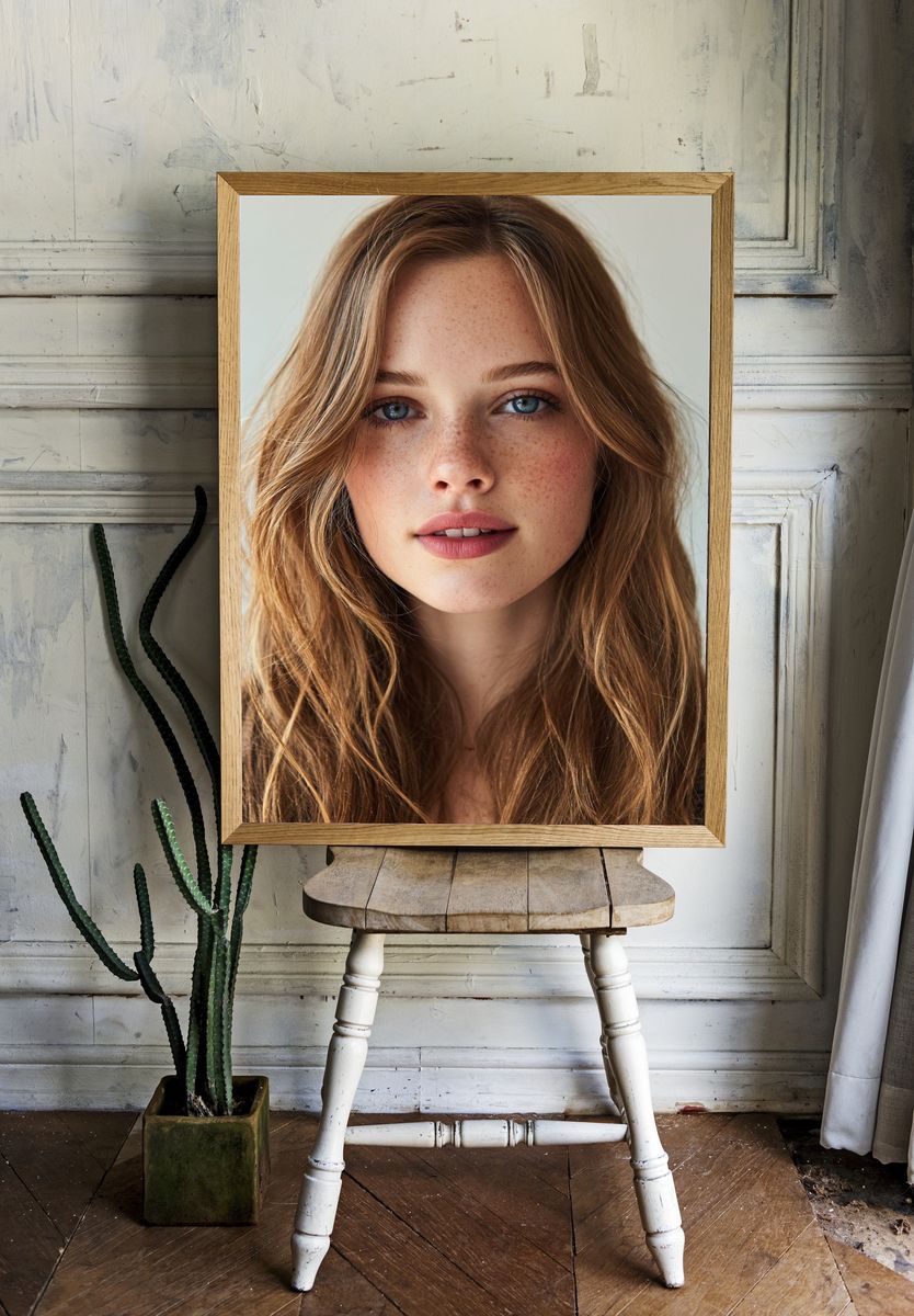 Freckled Portrait Photography Poster. — room view 1