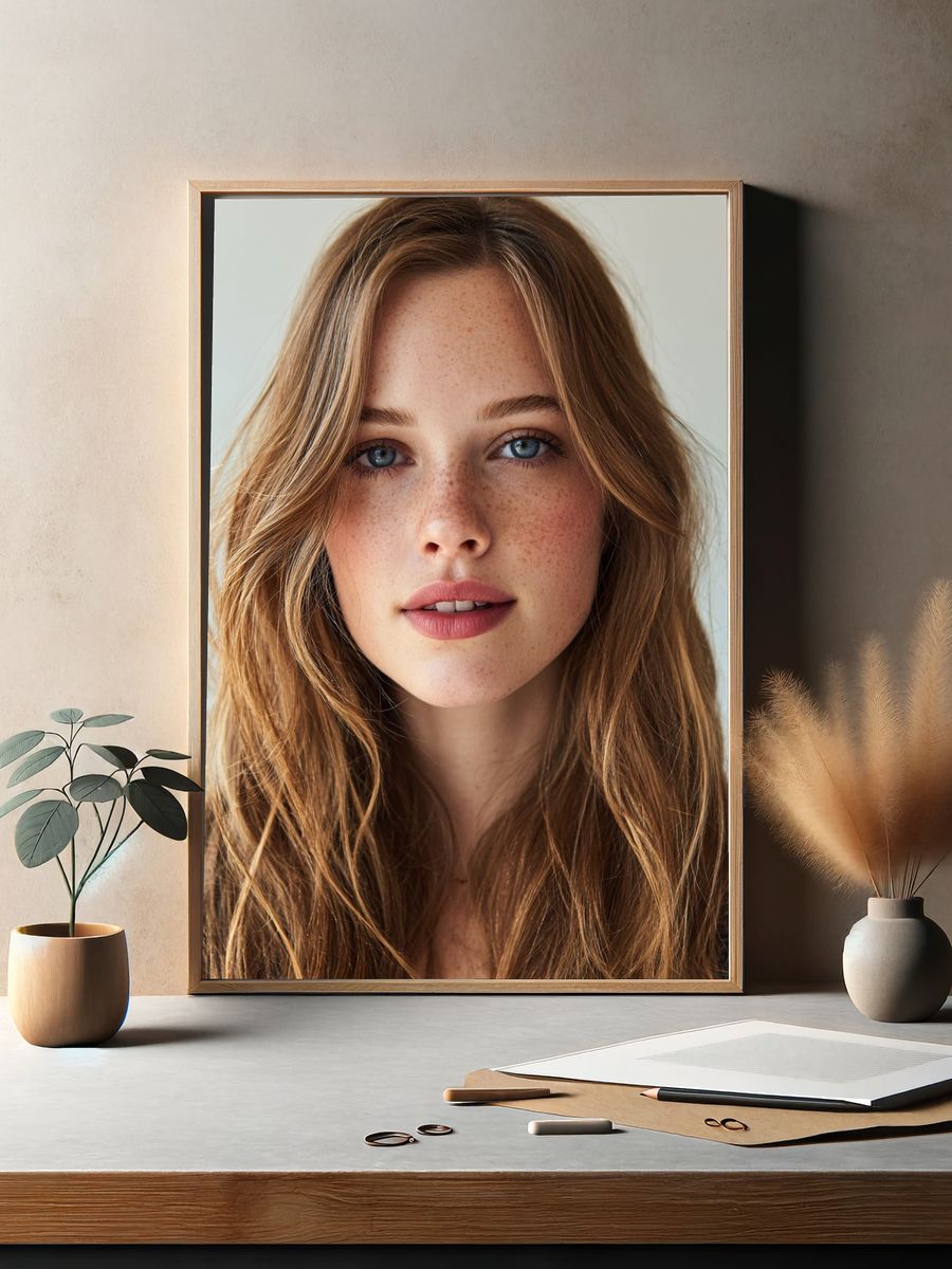 Freckled Portrait Photography Poster. — room view 2
