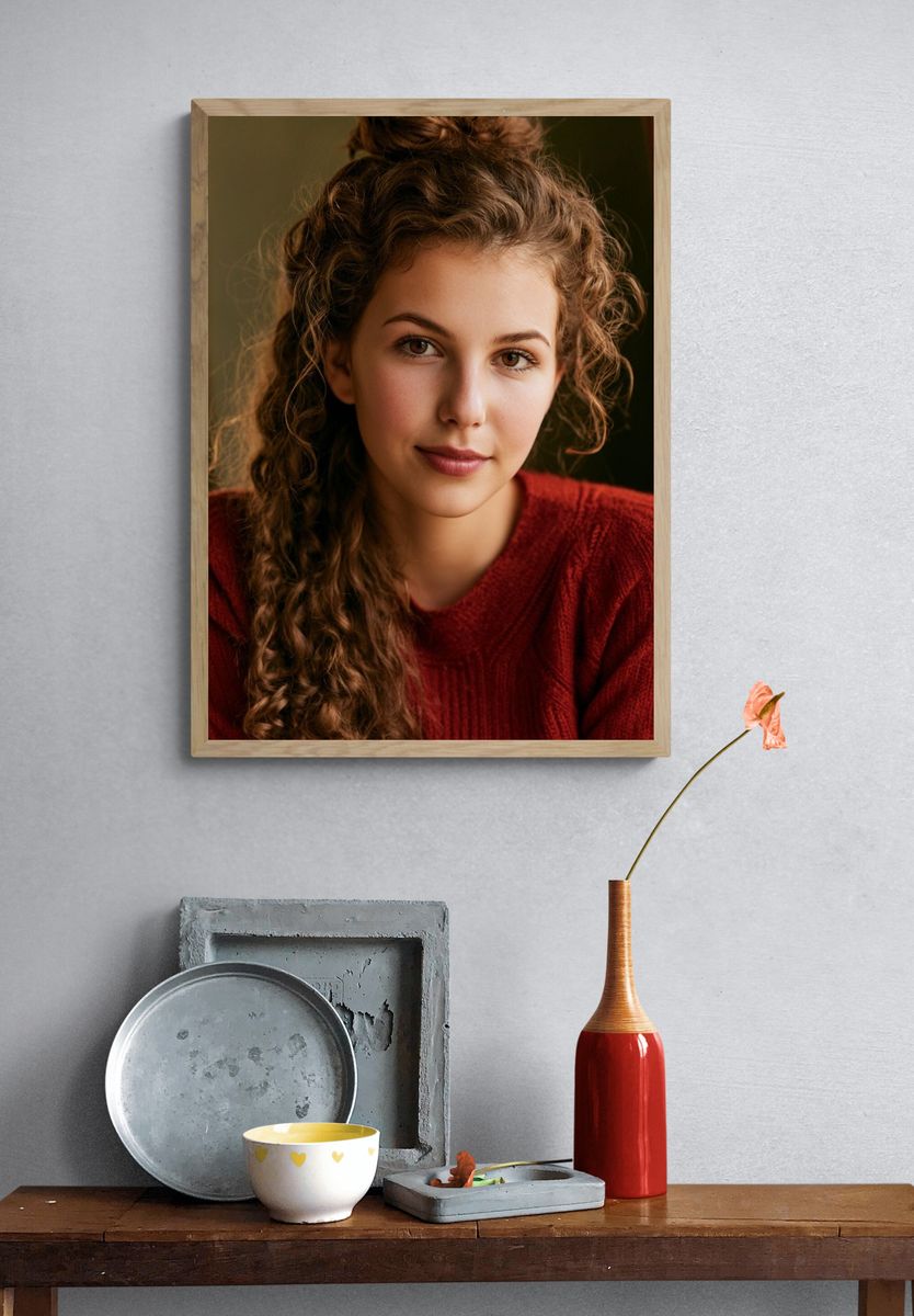 Curly-Haired Portrait Photography Poster. — room view 3