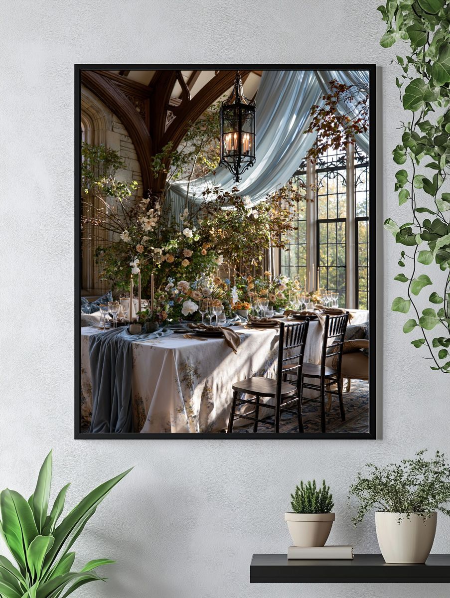 Elegant Garden Dining Room Photography Poster. — room view 4