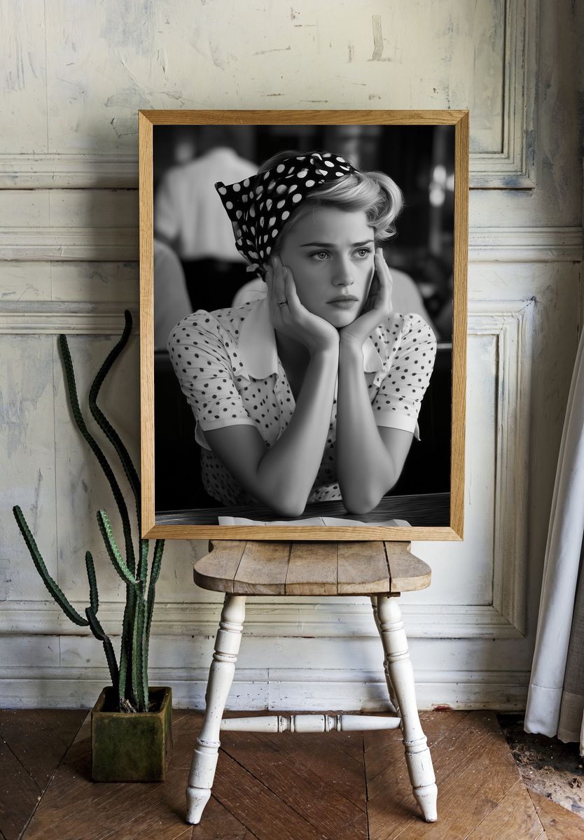 Vintage Portrait — Black-White Print. room preview
