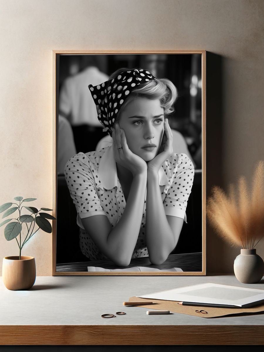 Vintage Portrait — Black-White Print. — room view 2