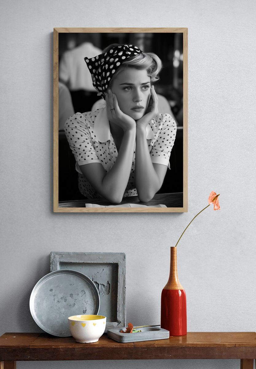 Vintage Portrait — Black-White Print. — room view 3