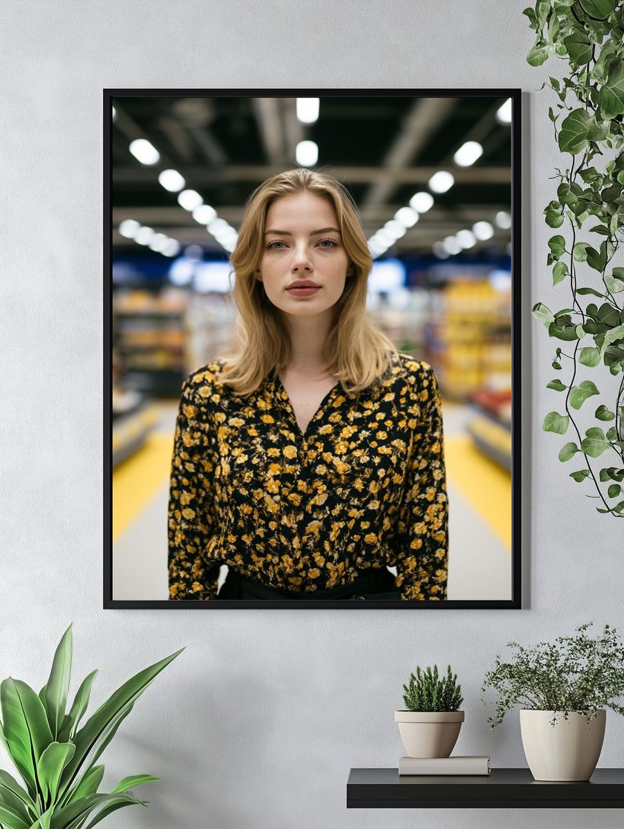 Blonde Portrait in Supermarket Poster. — room view 4