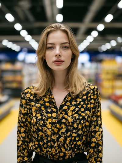 Blonde Portrait in Supermarket Poster. poster