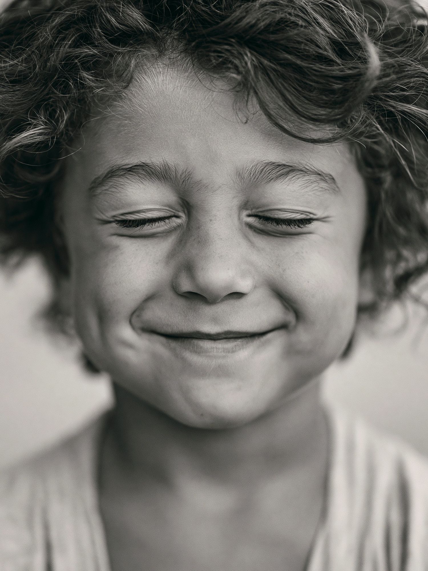 Smiling Child Portrait Black-White Poster. poster detail