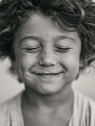 Smiling Child Portrait Black-White Poster. poster