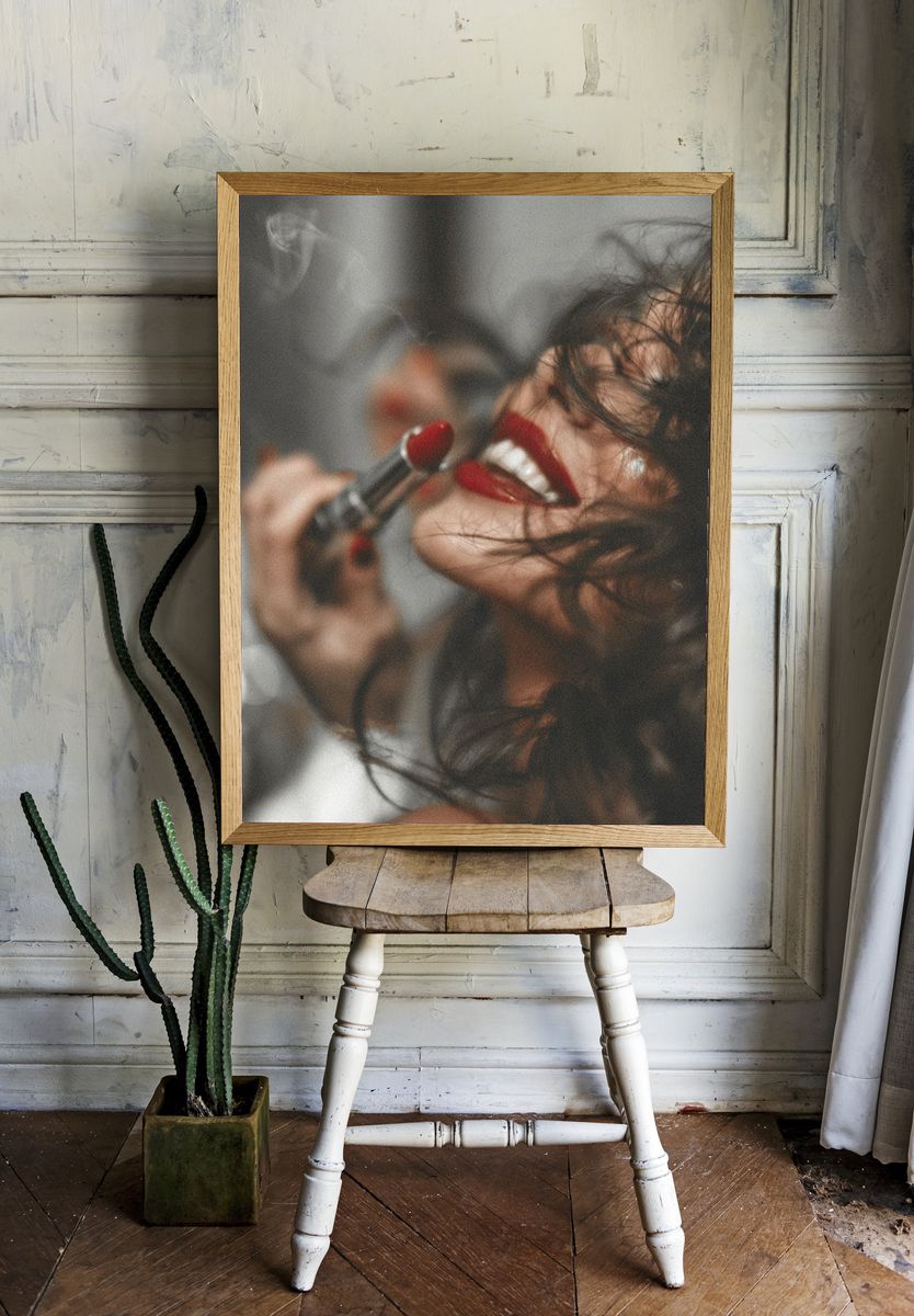 Red Lipstick Portrait Photography Poster. room preview