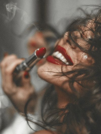 Red Lipstick Portrait Photography Poster.